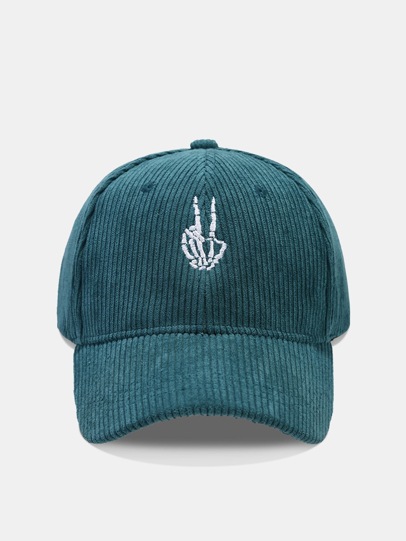 Skeleton Hand Embroidered Corduroy Baseball Cap