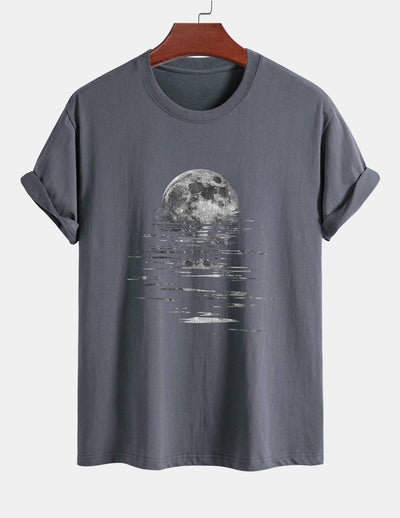 Regular Fit Moon Print Cotton T-Shirt