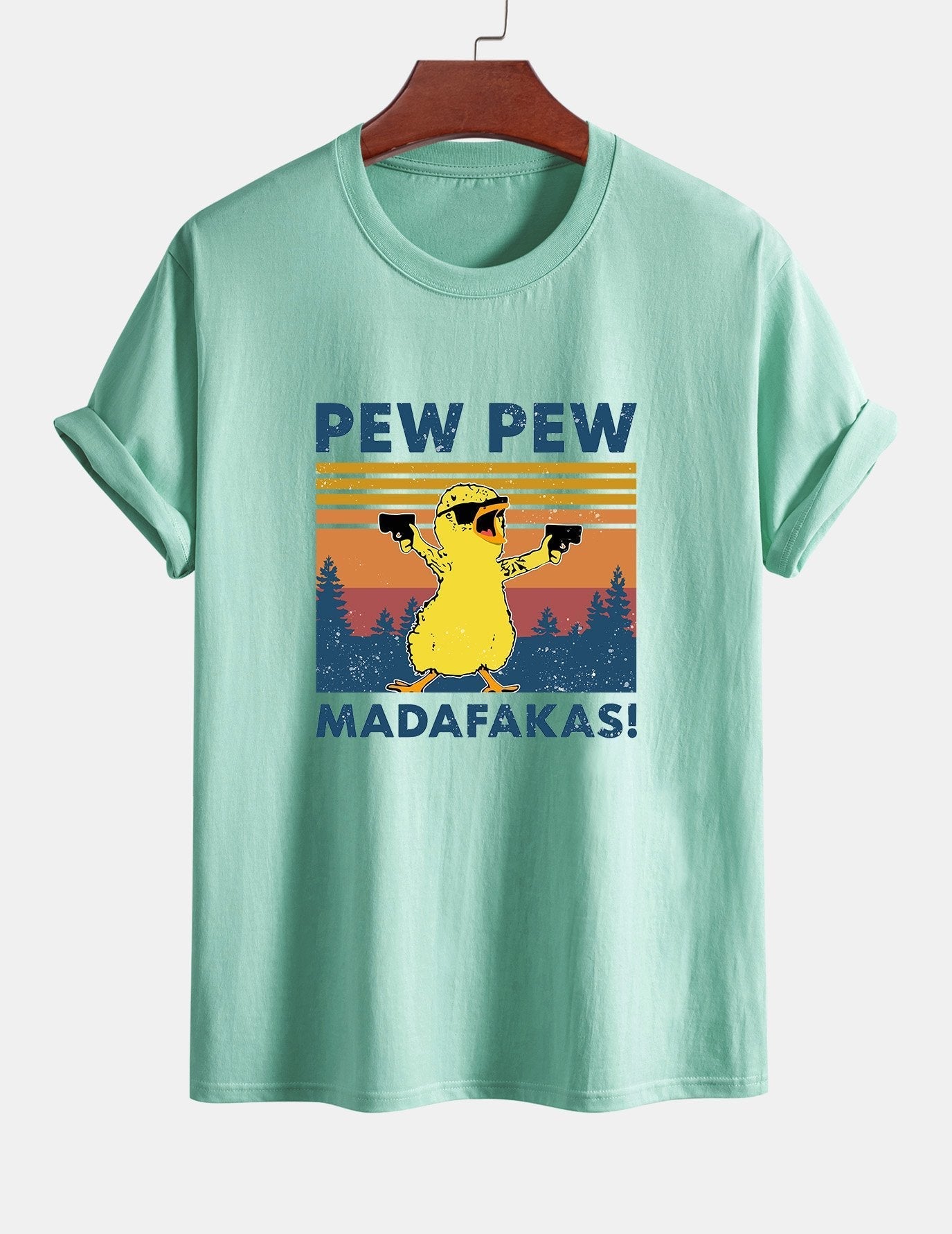 Regular Fit PEW PEW MADAFAKAS Duck Print Cotton T-Shirt