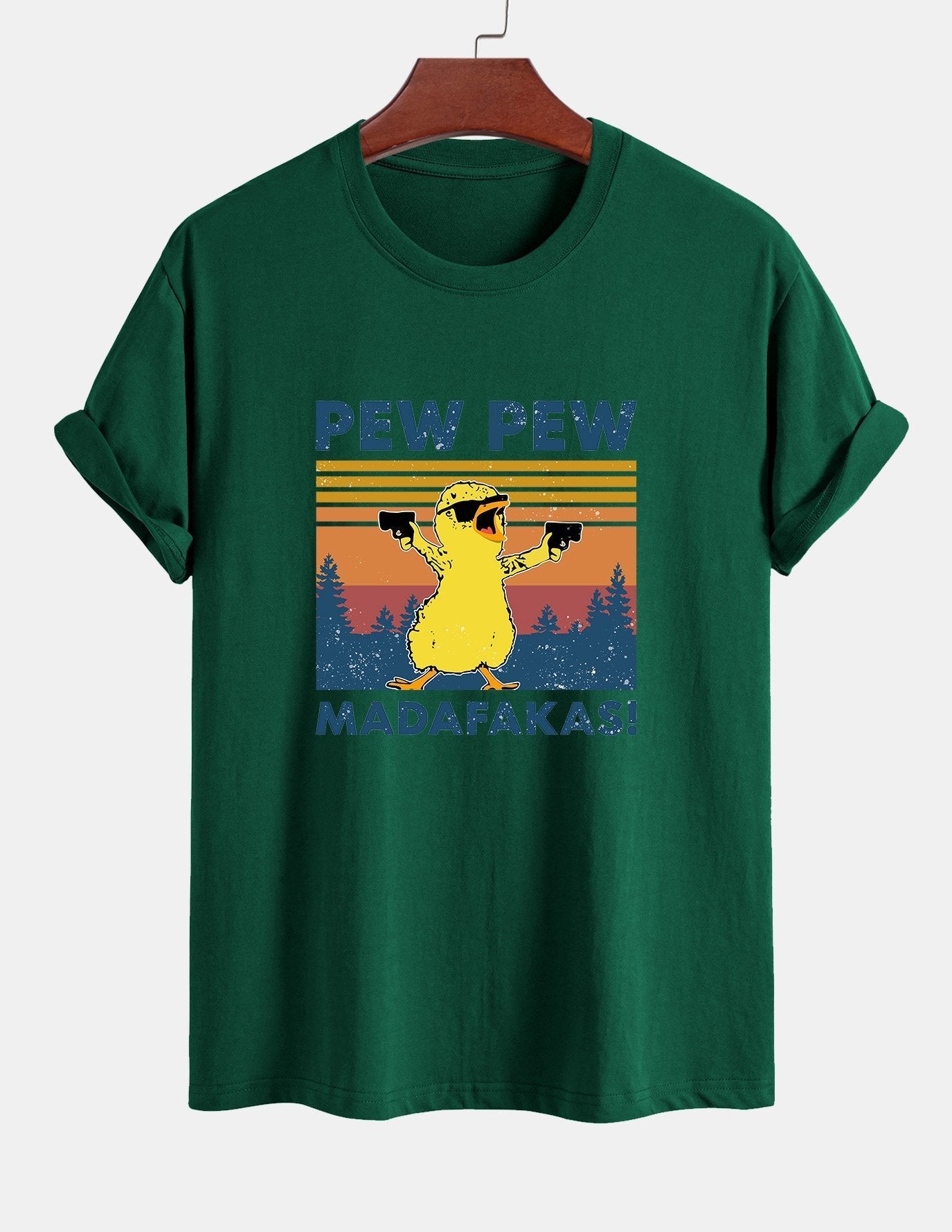 Regular Fit PEW PEW MADAFAKAS Duck Print Cotton T-Shirt
