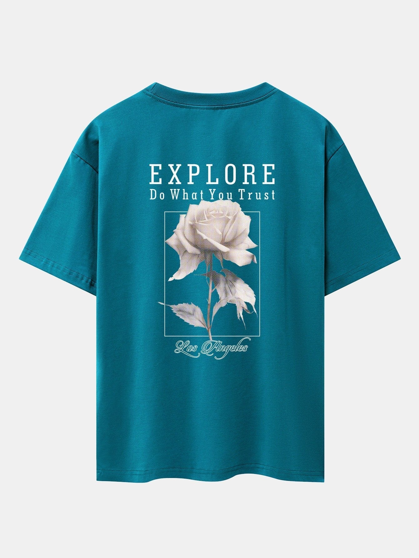 Rose Slogan Back Print Drop Shoulder Oversize T-Shirt