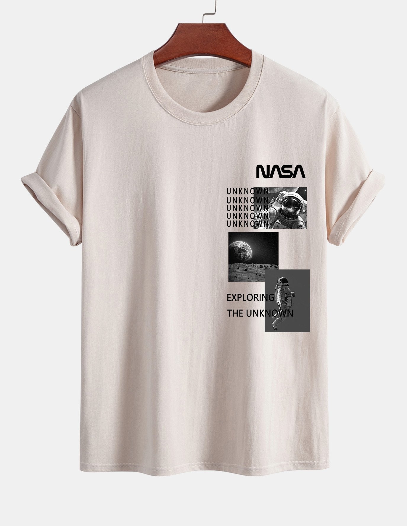 Regular Fit NASA Moon Landing Print Cotton T-Shirt