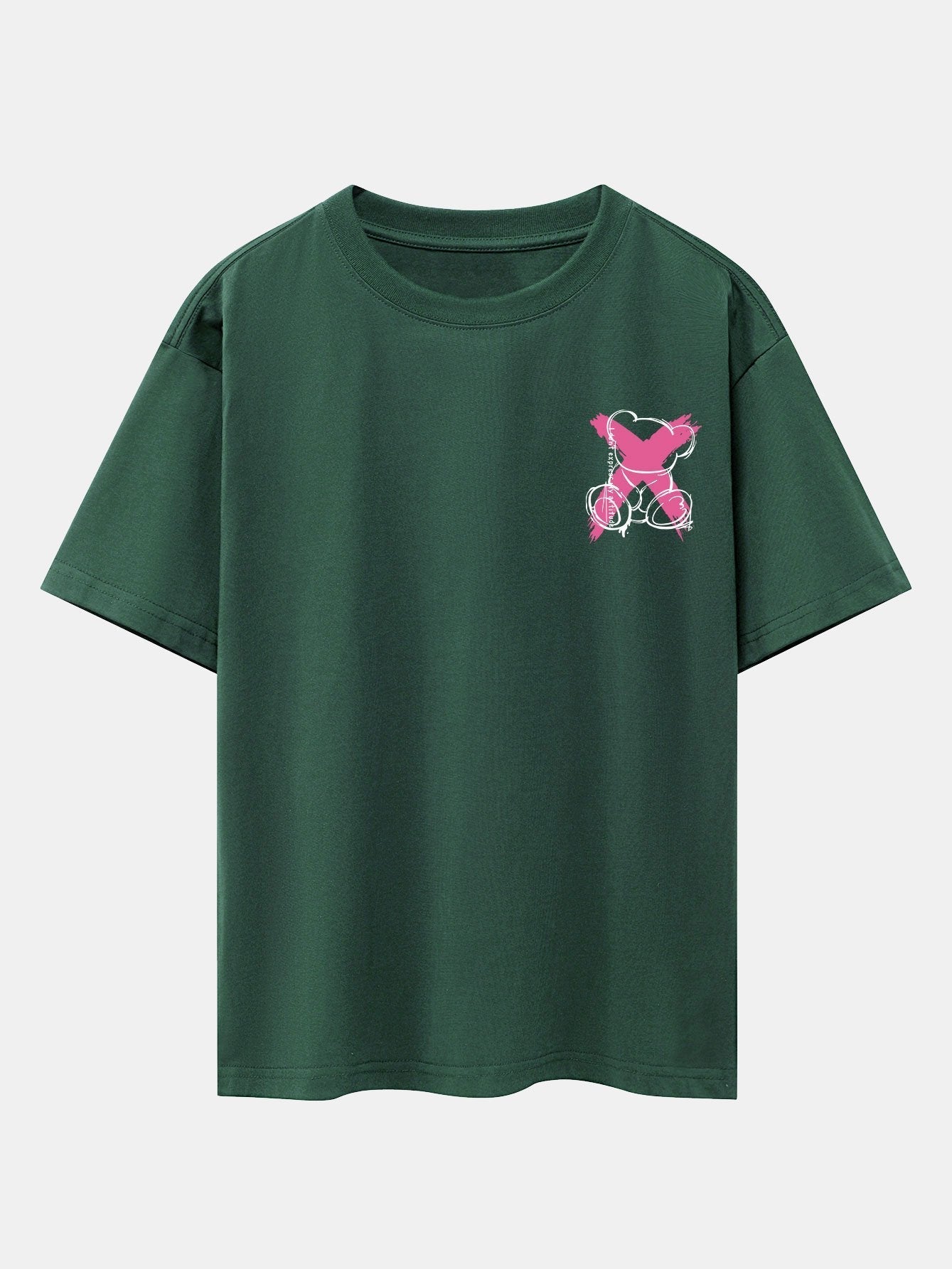 Graffiti Bear Print Drop Shoulder Oversize T-Shirt