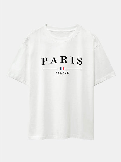 Paris Print Drop Shoulder Oversize T-Shirt