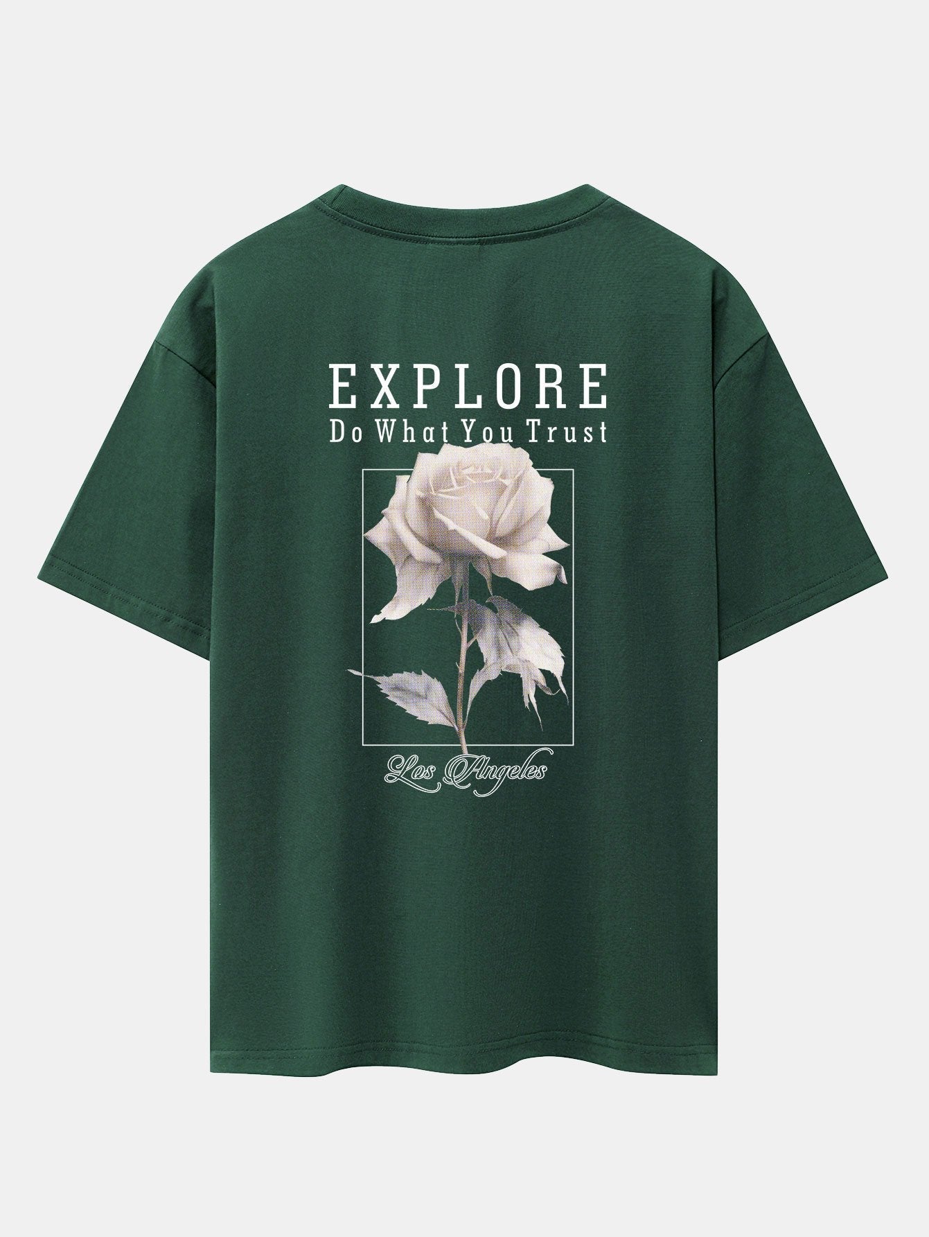 Rose Slogan Back Print Drop Shoulder Oversize T-Shirt