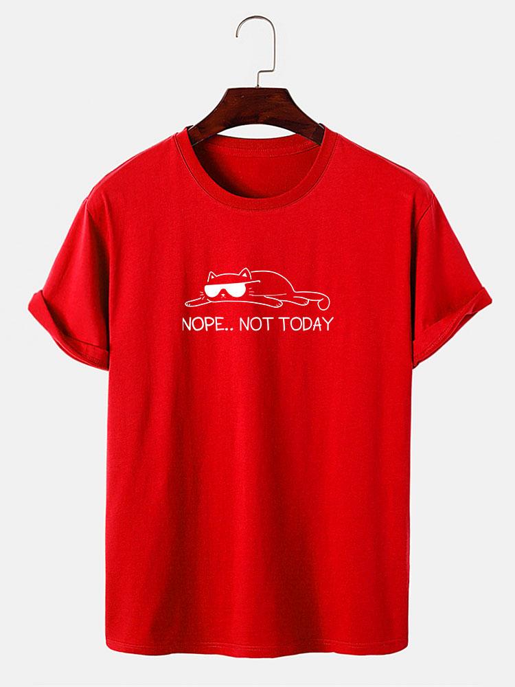 Nope Not Today Cat Print T-Shirt