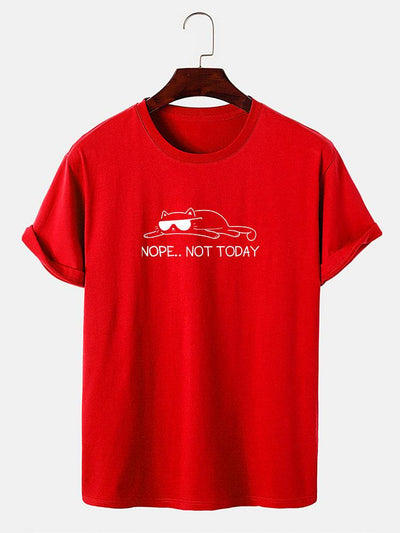 Nope Not Today Cat Print T-Shirt