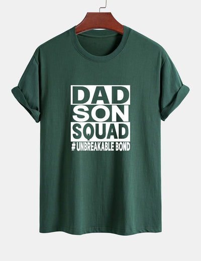 Regular Fit Dad And Son Squad Print Cotton T-Shirt