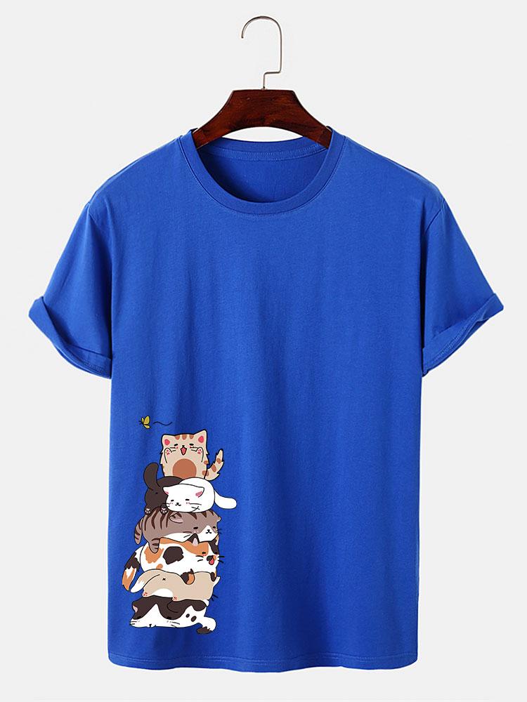 Cartoon Cat Print T-Shirt