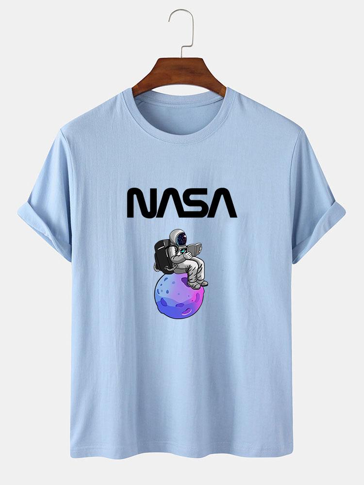 Astronaut Reading Book Print T-Shirt