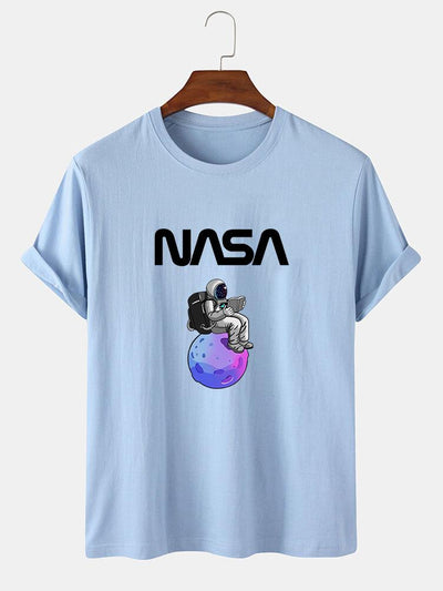 Astronaut Reading Book Print T-Shirt