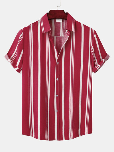 Stripe Print Button Up Shirt