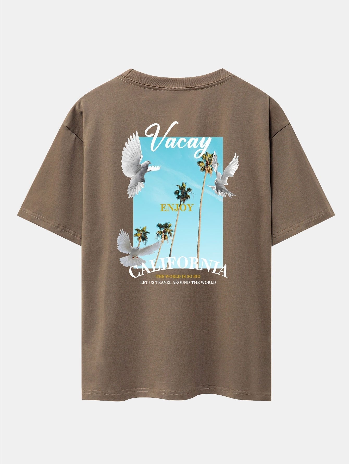 California Dove Back Print Drop Shoulder Oversize T-Shirt