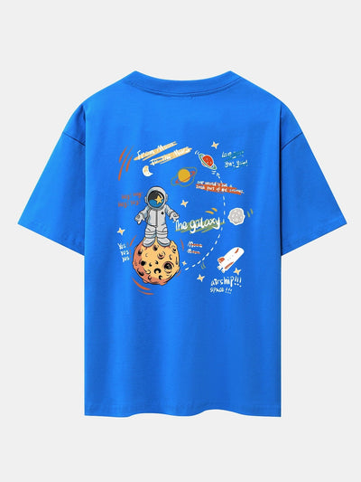Galaxy Astronaut Print Drop Shoulder Oversize T-Shirt