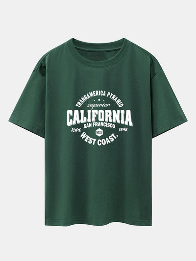 California Slogan Print Drop Shoulder Oversize T-Shirt