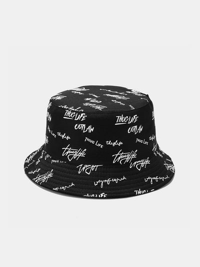 Double Side Reversible Slogan Pattern Bucket Hat
