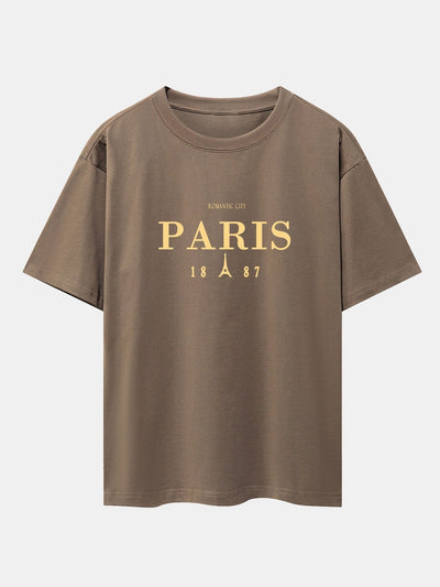 Paris Print Drop Shoulder Oversize T-Shirt