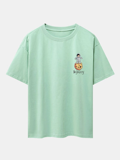 Galaxy Astronaut Print Drop Shoulder Oversize T-Shirt