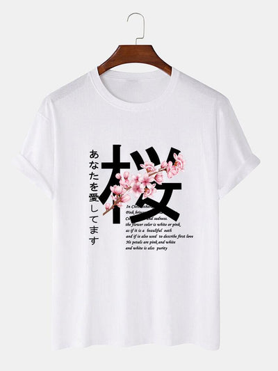 Slogan Cherry Blossom Print T-Shirt