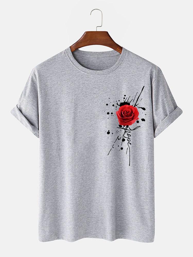 Splash Ink Rose Print T-Shirt