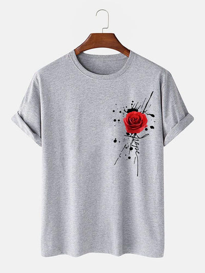 Splash Ink Rose Print T-Shirt