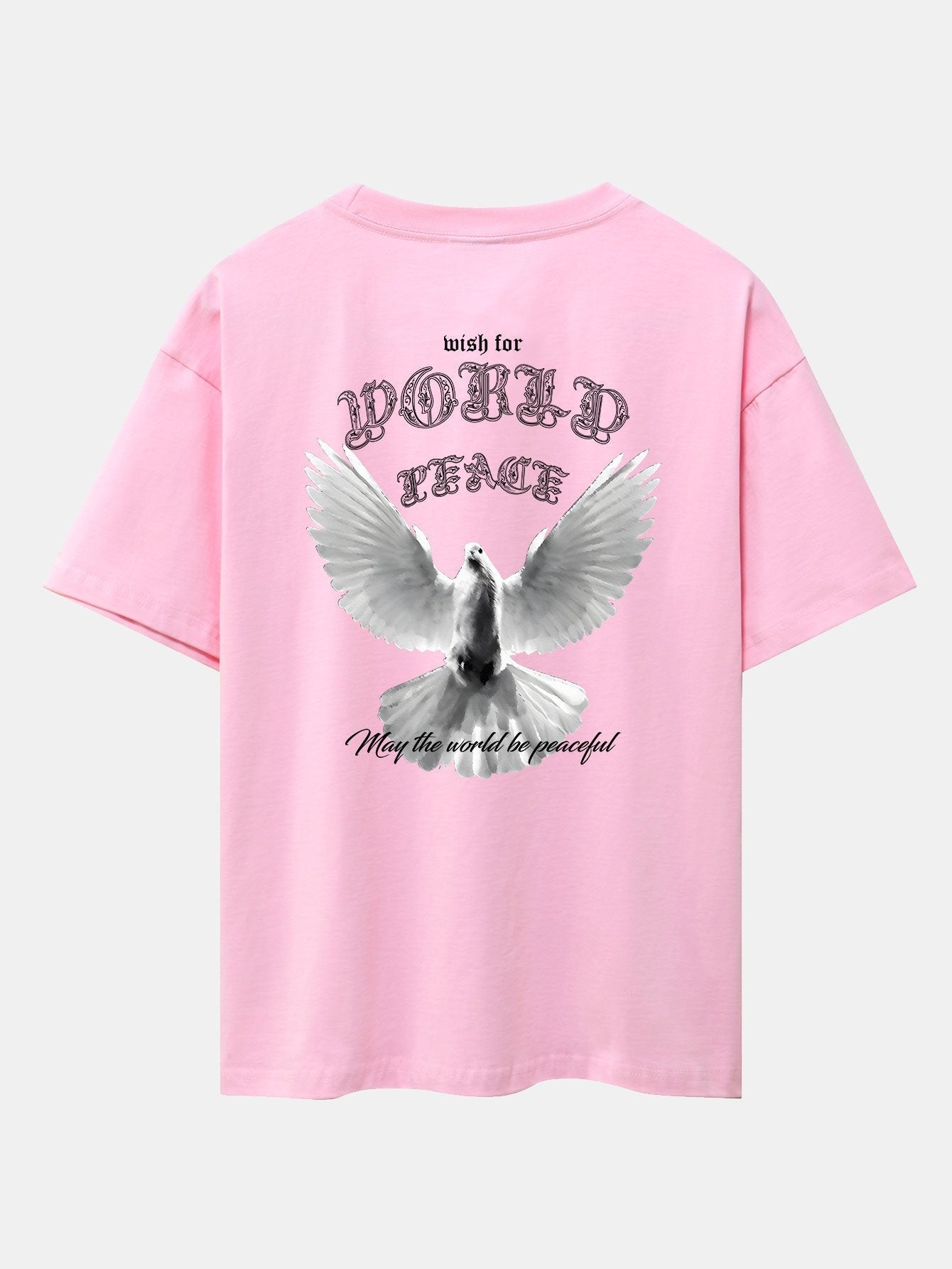 Dove Of Peace Back Print Drop Shoulder Oversize T-Shirt