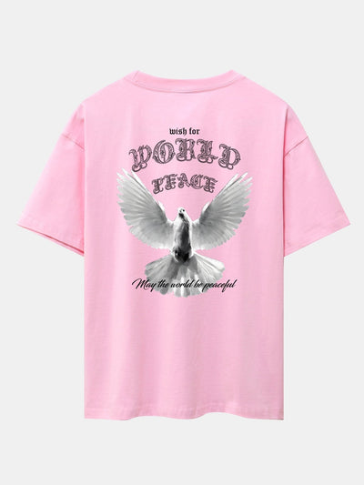 Dove Of Peace Back Print Drop Shoulder Oversize T-Shirt