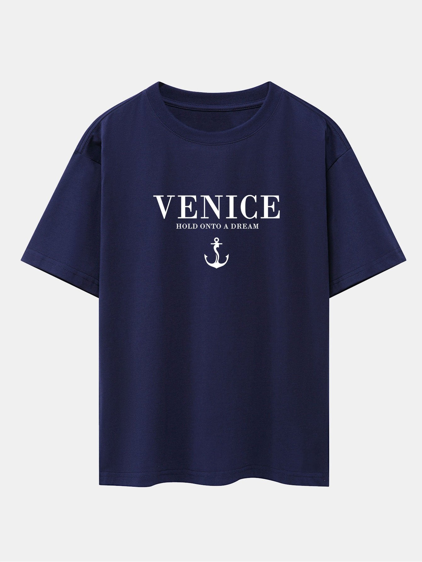 Venice Anchor Print Drop Shoulder Oversize T-Shirt