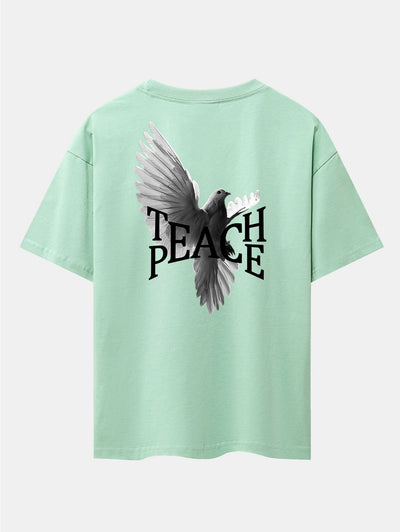 Pigeon Slogan Back Print Drop Shoulder Oversize T-Shirt