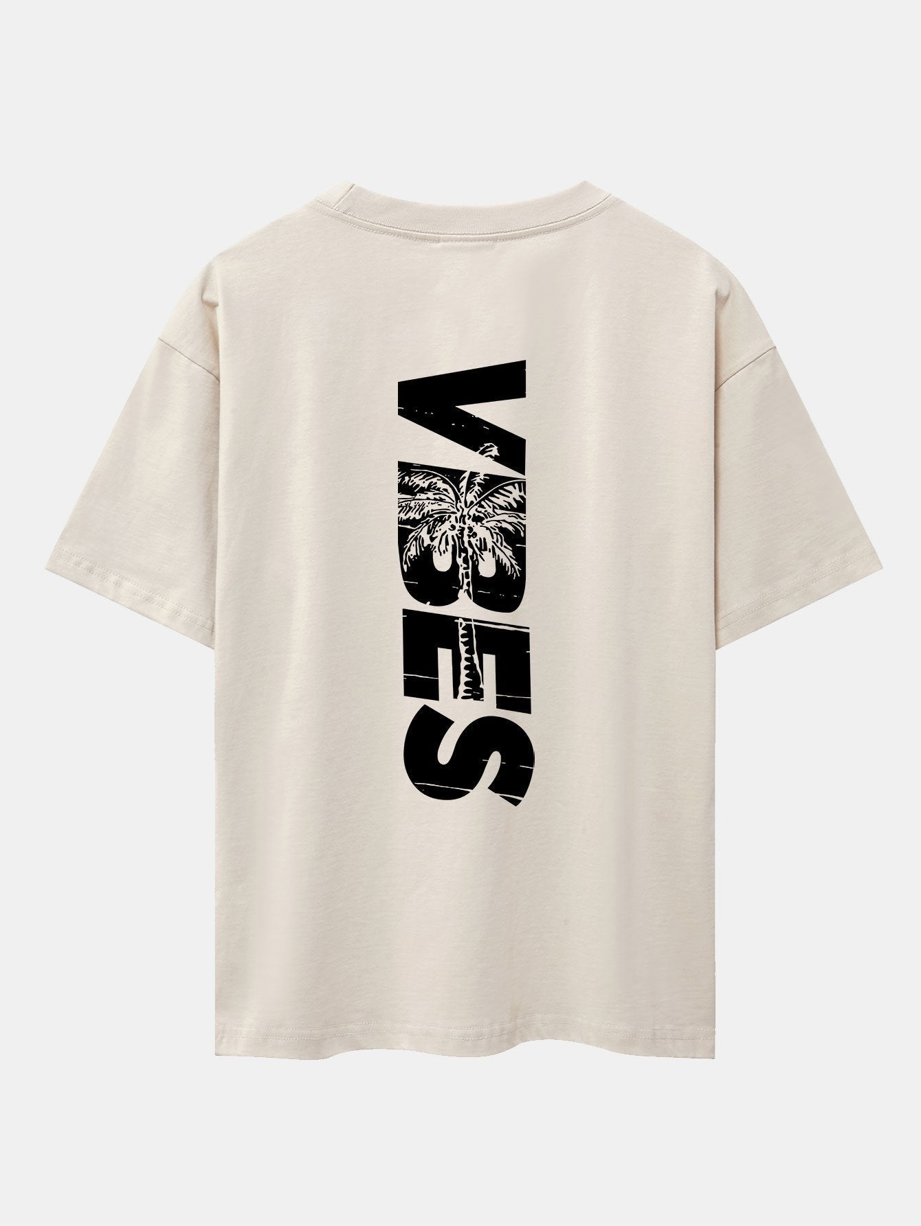 Palm Tree Vibes Slogan Back Print Drop Shoulder Oversize T-Shirt