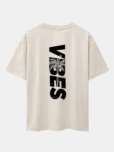 Palm Tree Vibes Slogan Back Print Drop Shoulder Oversize T-Shirt