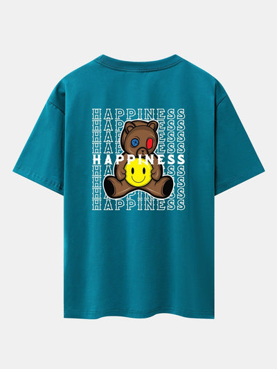 Smiley Bear Back Print Heavy Weight Oversize T-Shirt