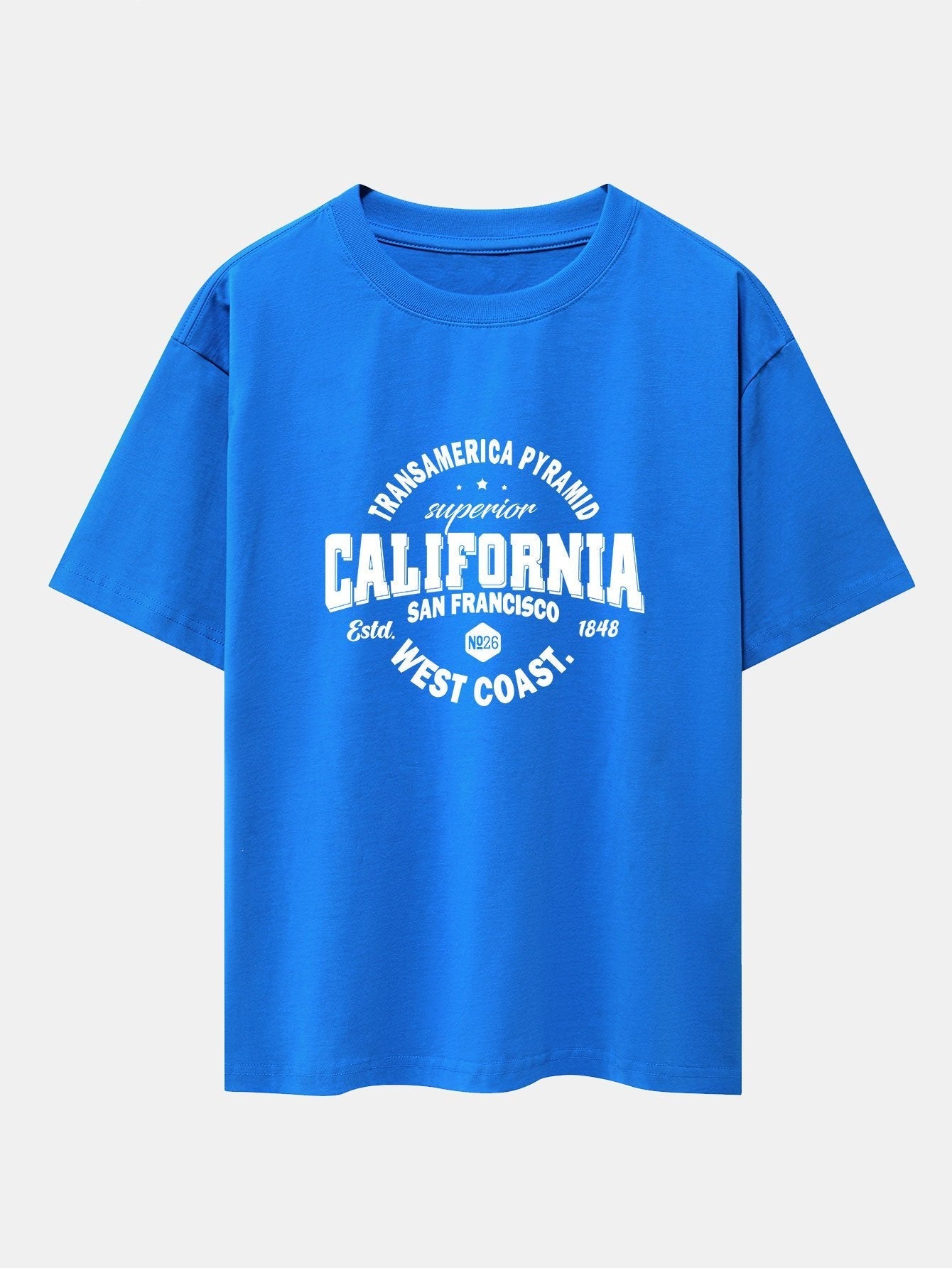 California Slogan Print Drop Shoulder Oversize T-Shirt