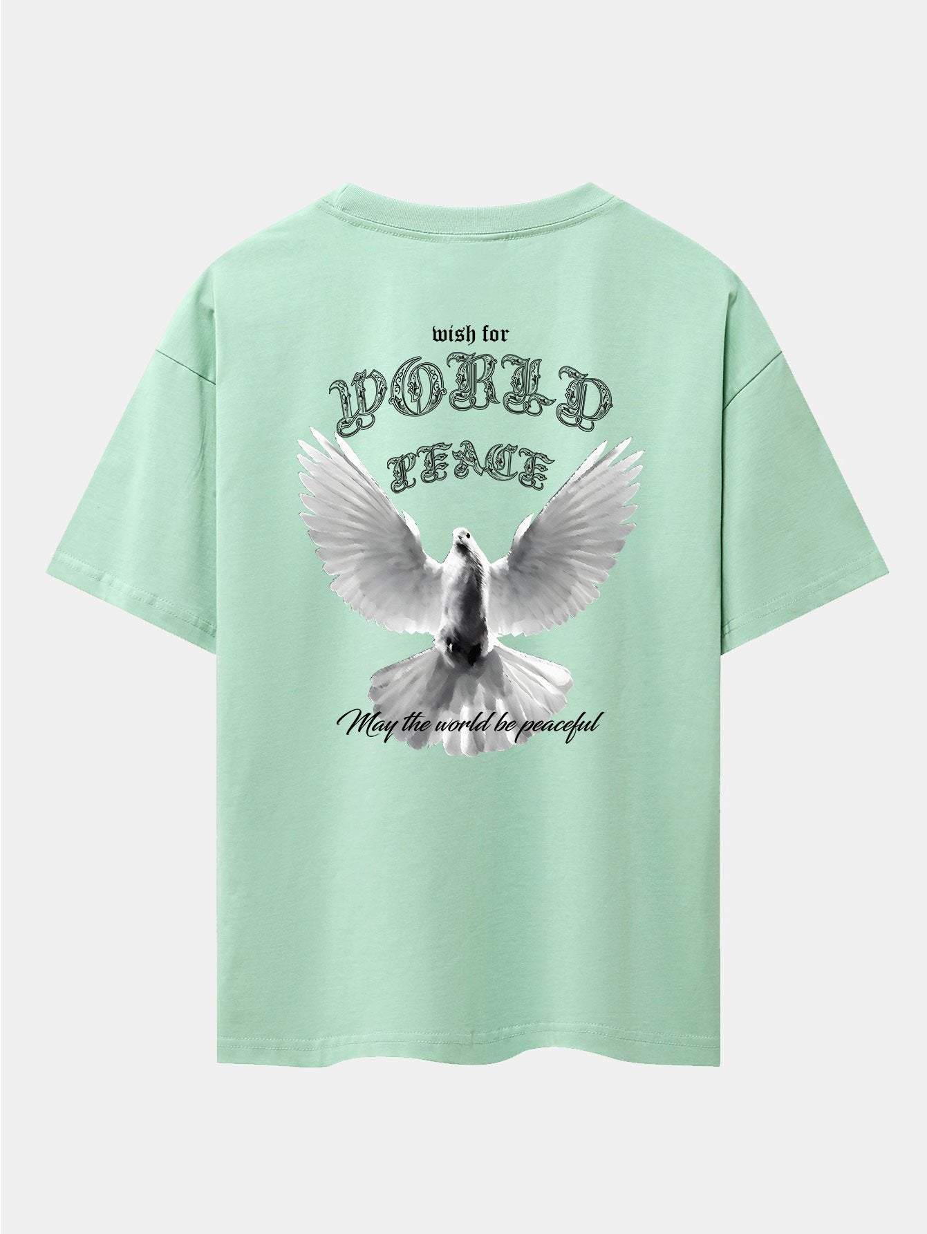 Dove Of Peace Back Print Drop Shoulder Oversize T-Shirt