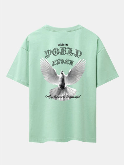 Dove Of Peace Back Print Drop Shoulder Oversize T-Shirt