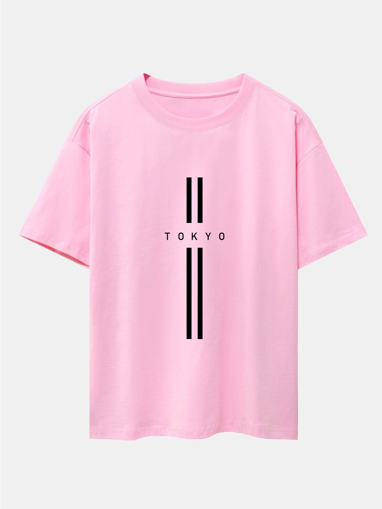 Stripe Tokyo Print Drop Shoulder Oversize T-Shirt