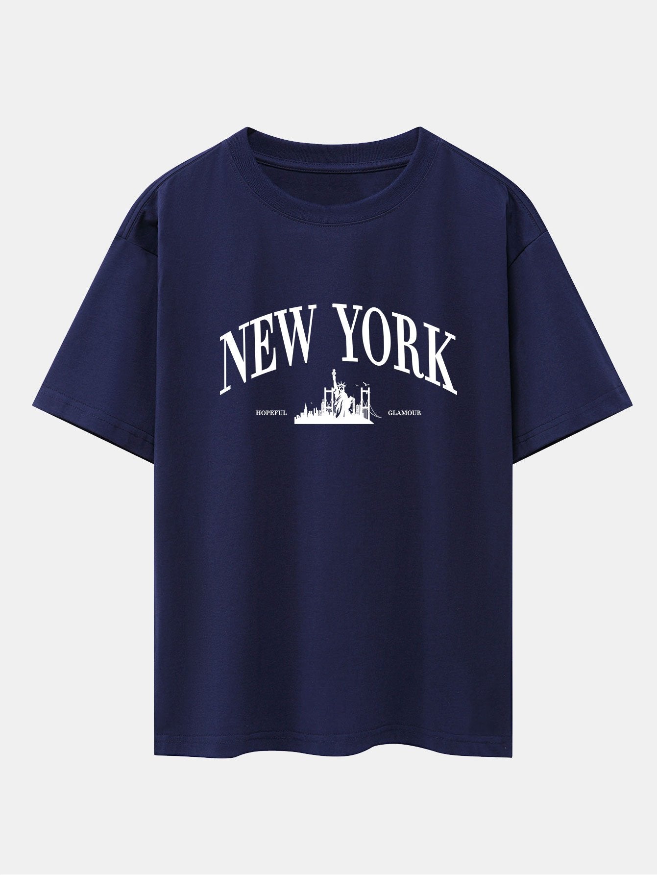 New York Slogan Print Drop Shoulder Oversize T-Shirt