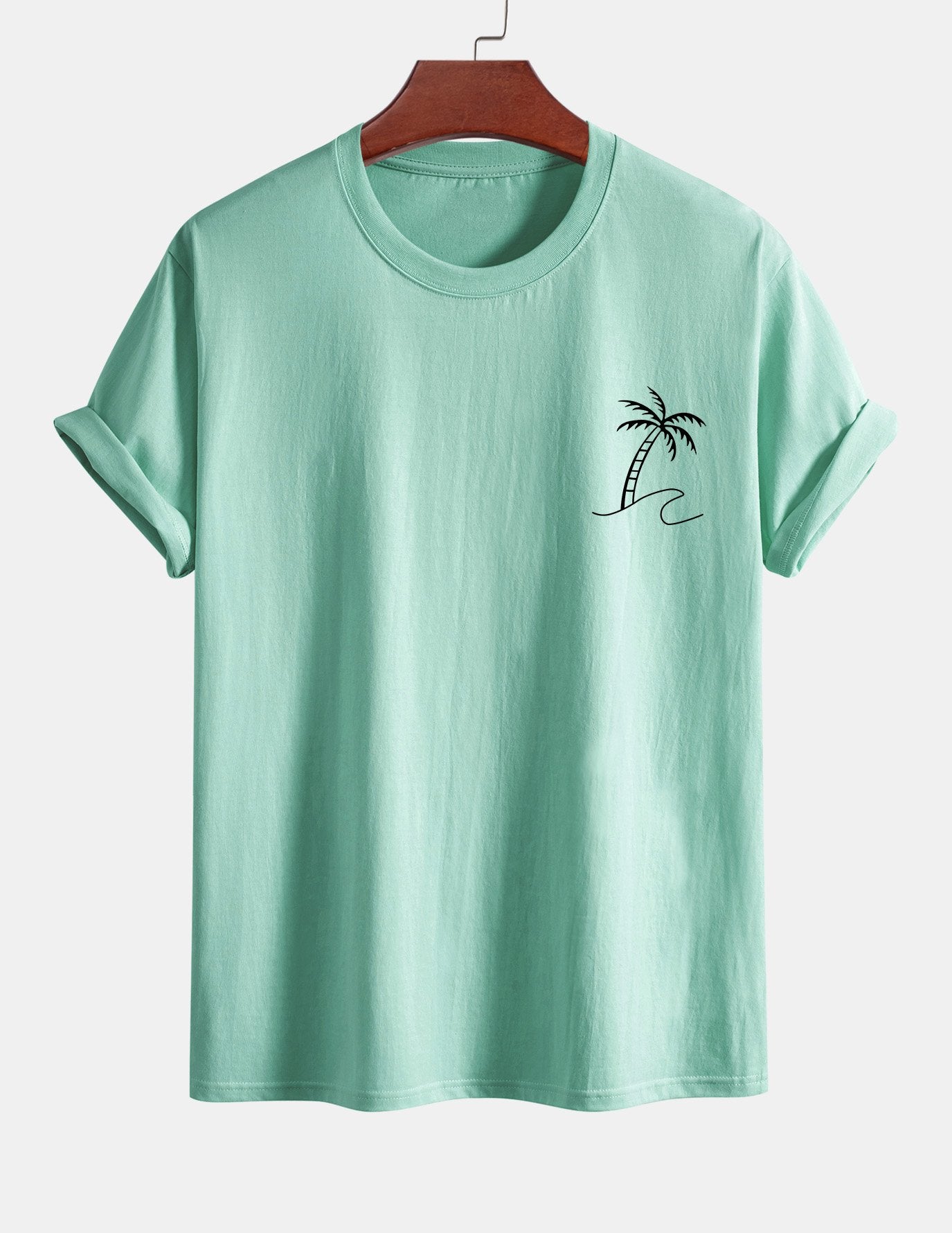 Regular Fit Palm Tree Print Cotton T-Shirt