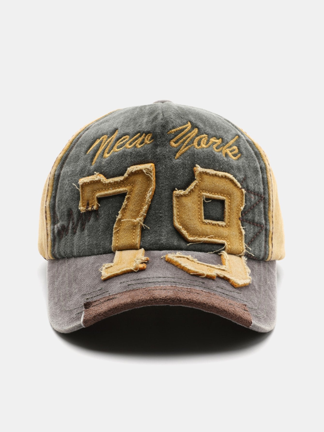 New York 79 Embroidery Washed Distressed Baseball Cap