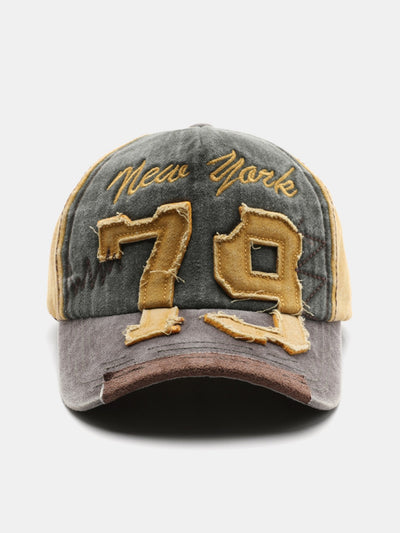 New York 79 Embroidery Washed Distressed Baseball Cap