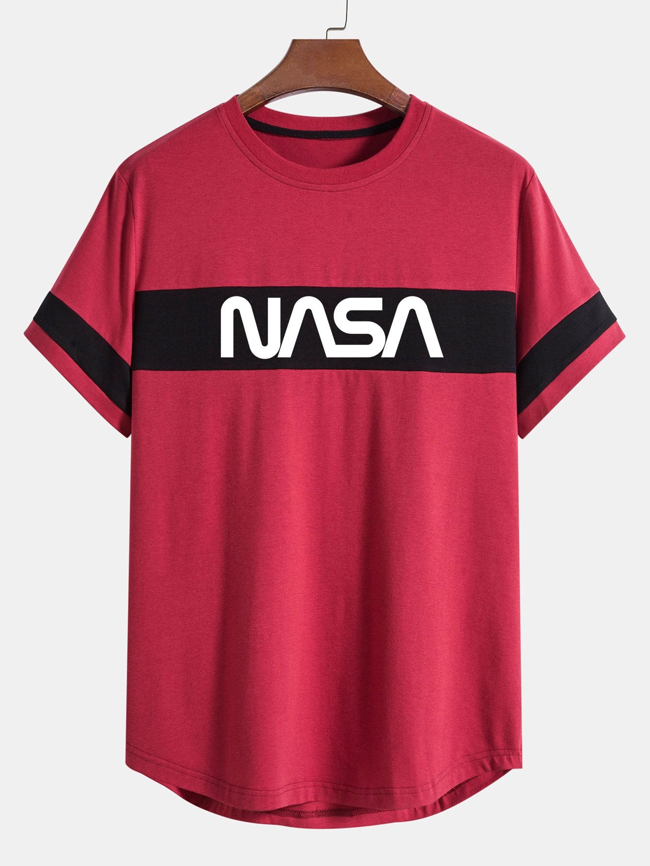 NASA Print Color Block Arc Hem T-Shirt