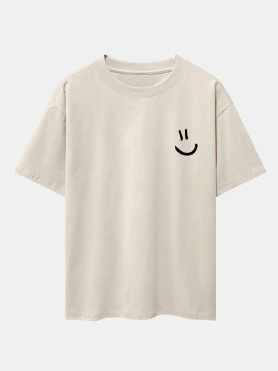 3 Pieces Smiley Face Print Drop Shoulder Oversize T-Shirts