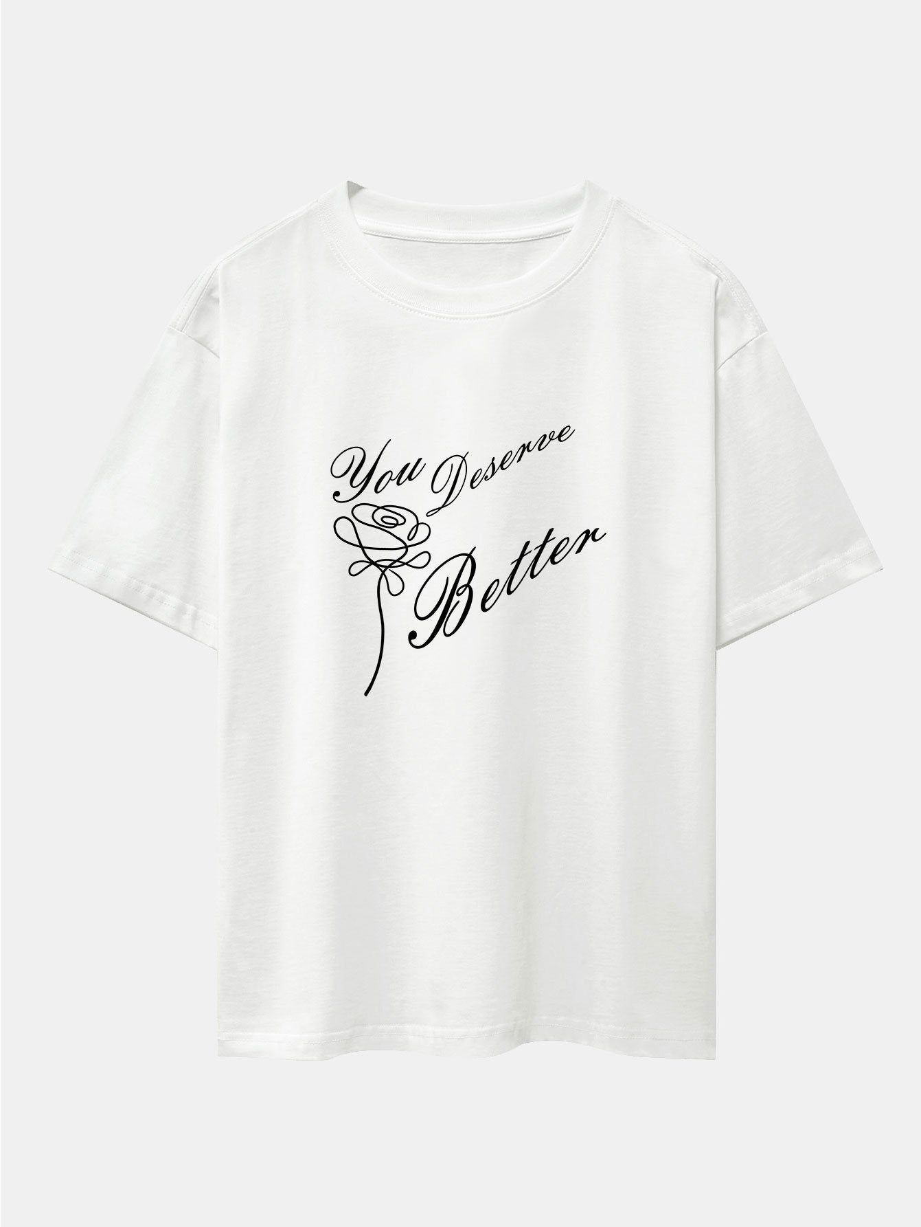Rose Slogan Print Drop Shoulder Oversize T-Shirt
