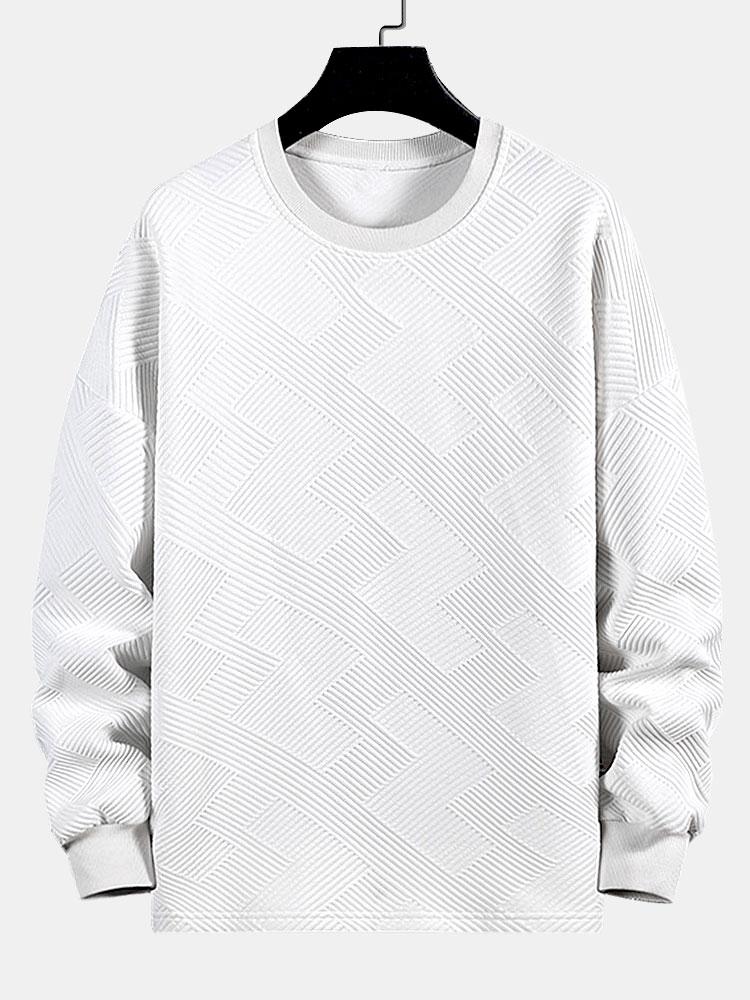 Long sleeve Geometric Stripe Jacquard T-Shirt