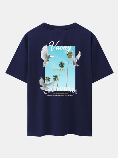 California Dove Back Print Drop Shoulder Oversize T-Shirt