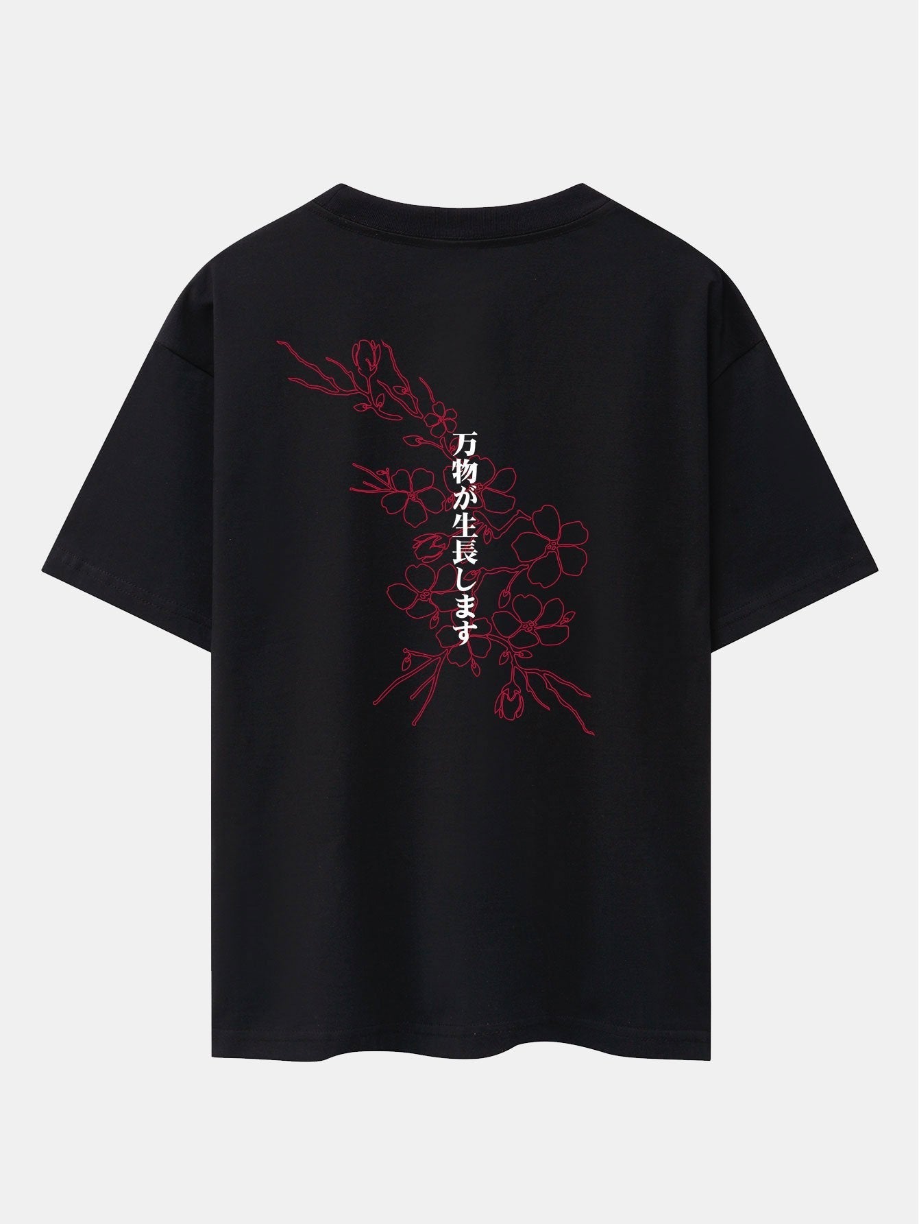 Floral Slogan Back Back Print Drop Shoulder Oversize T-Shirt