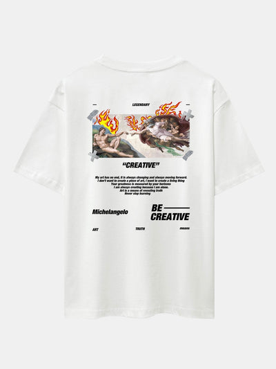 Create Adam Slogan Back Print Drop Shoulder Oversize T-Shirt