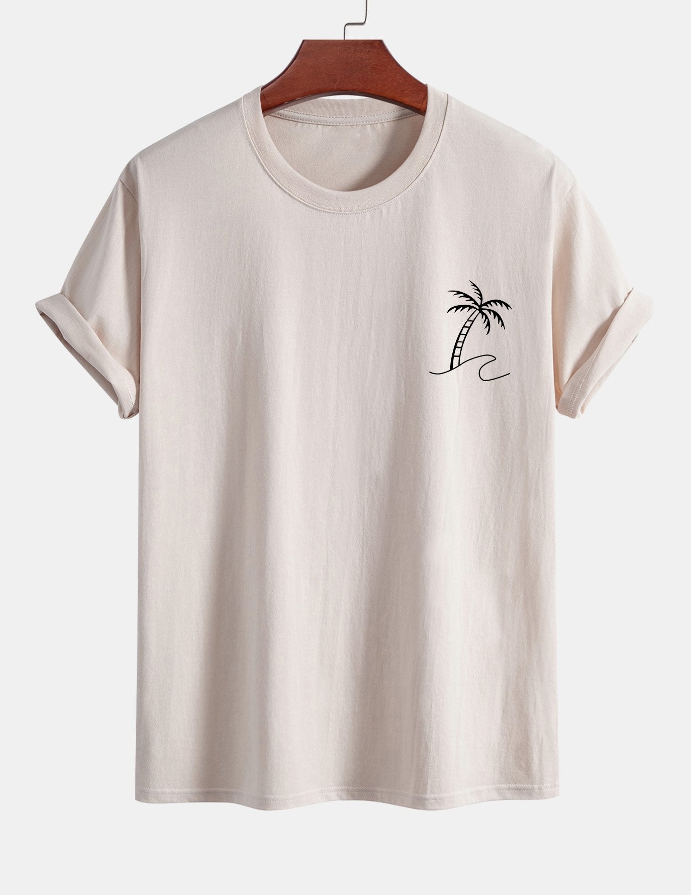 Regular Fit Palm Tree Print Cotton T-Shirt