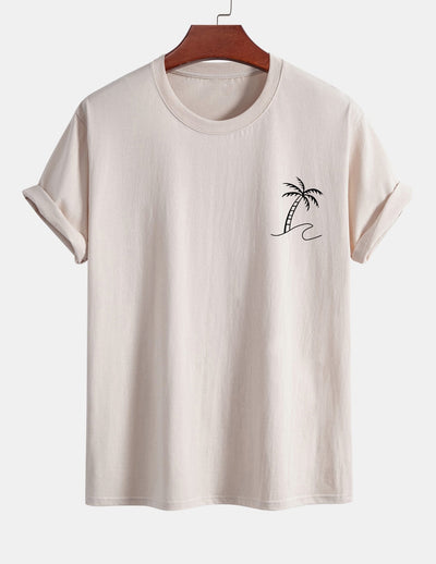 Regular Fit Palm Tree Print Cotton T-Shirt