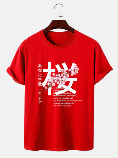 Slogan Cherry Blossom Print T-Shirt